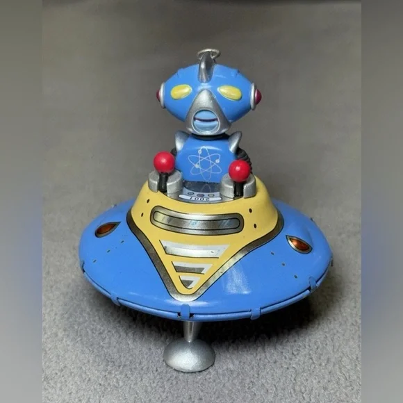 Hallmark Keepsake Robot Parade Series #2 Blue Yellow Tin Robot In Spaceship 2001 - Picture 1 of 6